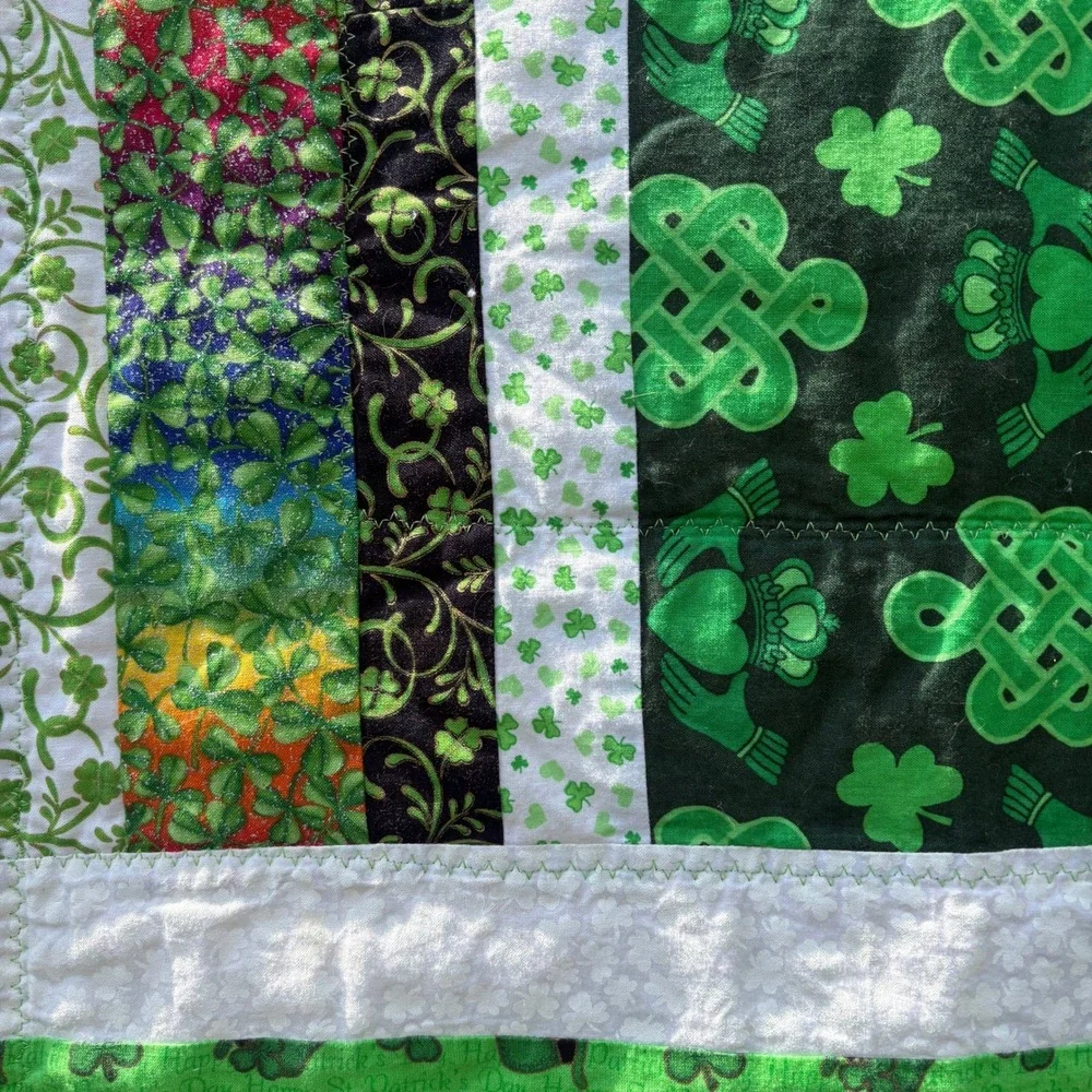 Handmade St Patricks Day Quilted Table Runner Leprechaun Celtic Knot Reversible